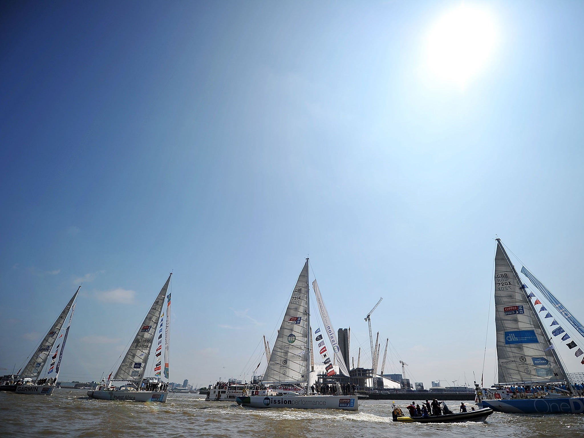 File photo shows a fleet of racing yachts. Three crews had to be rescued after they encountered hurricane force winds in the north Atlantic