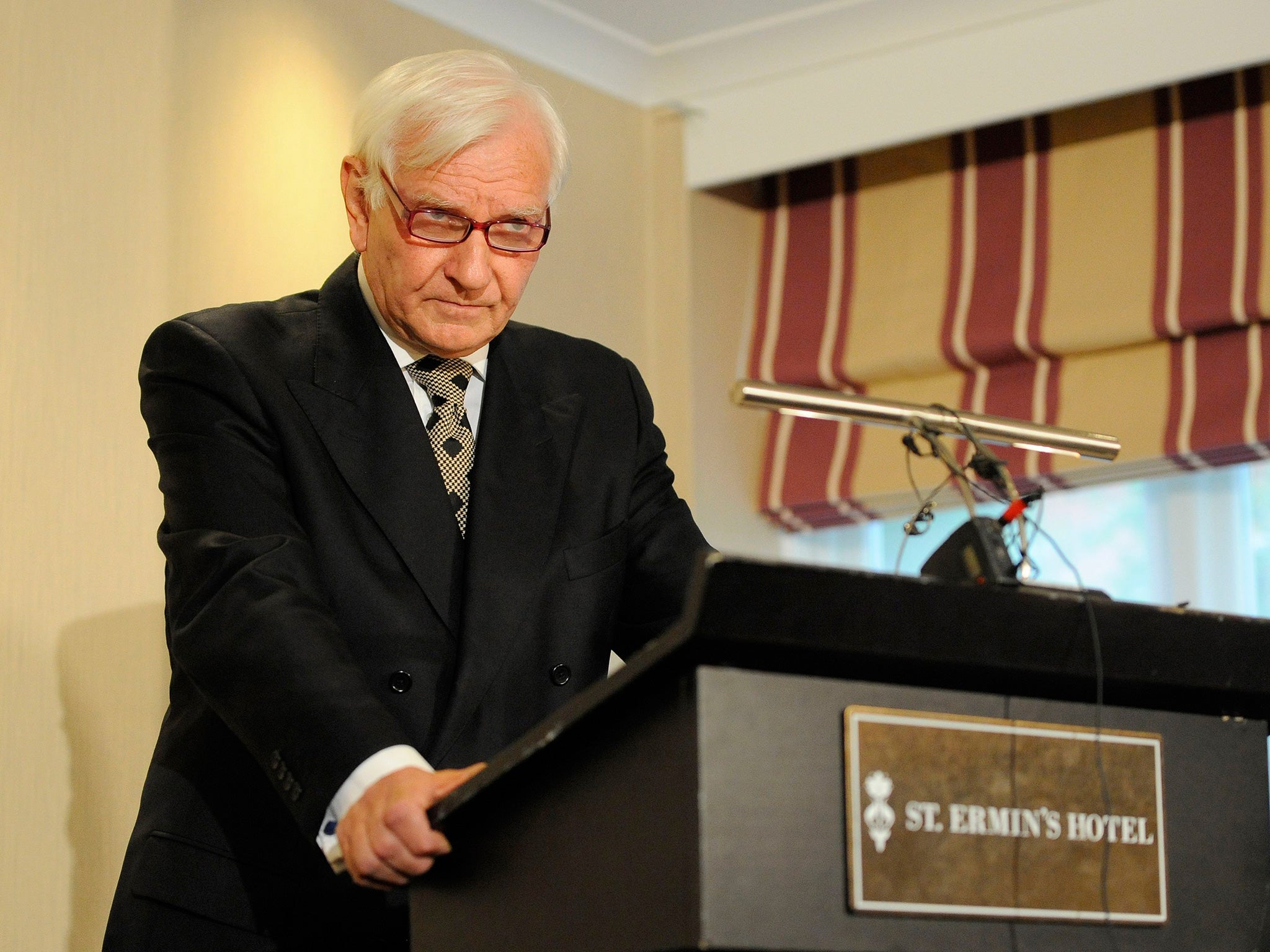 Former Tory MP Harvey Proctor speaks during a press conference at St Ermin's Hotel, London, where he insisted he is "completely innocent"