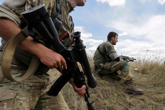 Ukraian soldiers in Donetsk