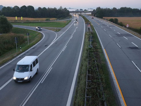 The A3 highway near the border to Austria on a section used daily by arriving migrants