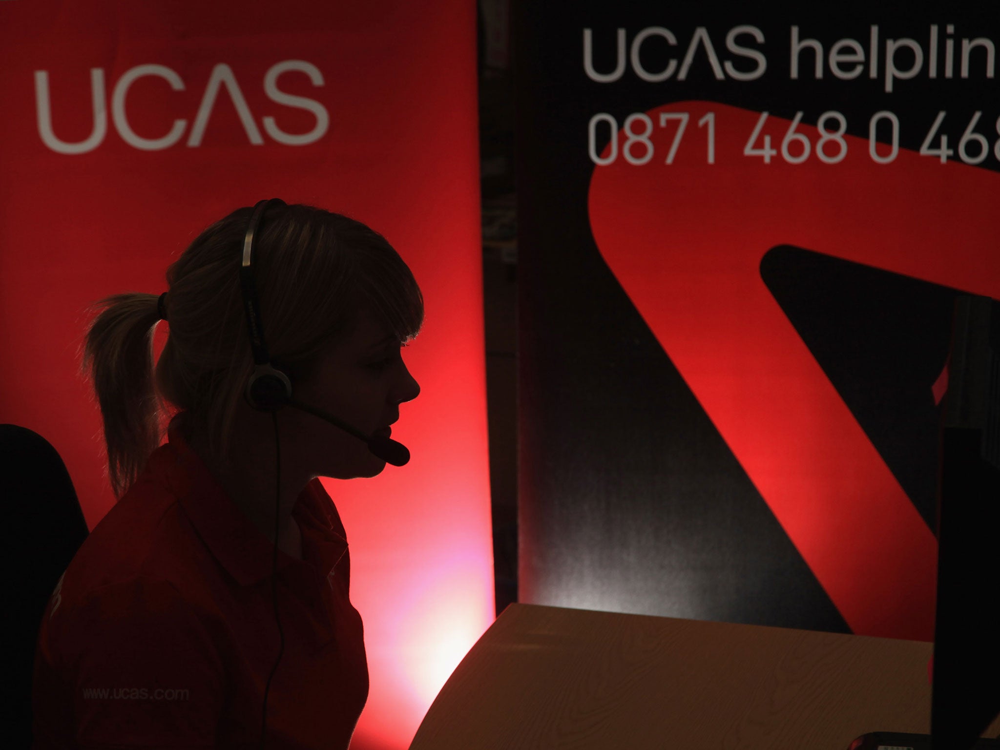 A Ucas employee at the service’s clearing house call centre