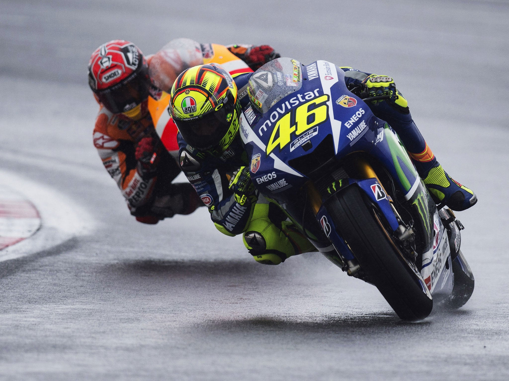 Valentino Rossi leads Marc Marquez at Silverstone