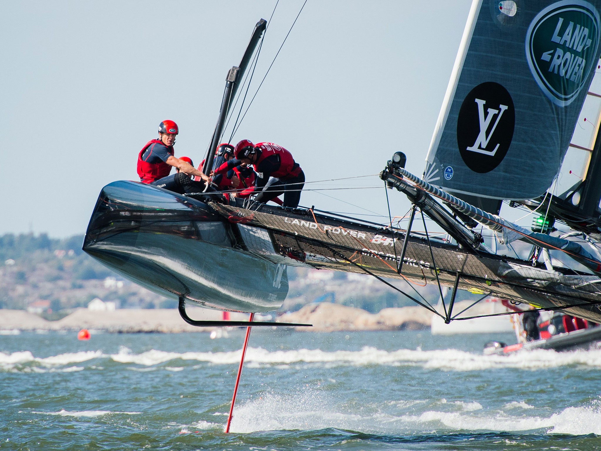 Team Land Rover BAR Britain, skippered by Ben Ainslie, competes in the 35th America's Cup World Series, in Gothenburg, western Sweden