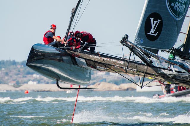 Team Land Rover BAR Britain, skippered by Ben Ainslie, competes in the 35th America's Cup World Series, in Gothenburg, western Sweden