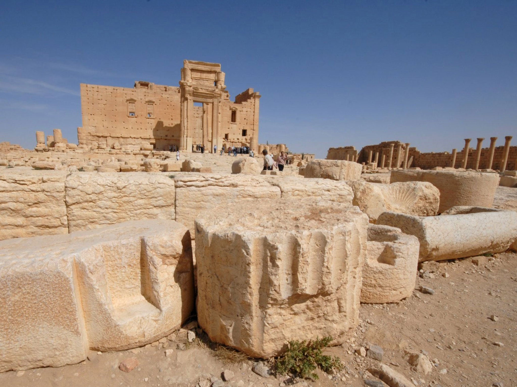 A general view shows the Temple of Bel in the historical city of Palmyra, Syria