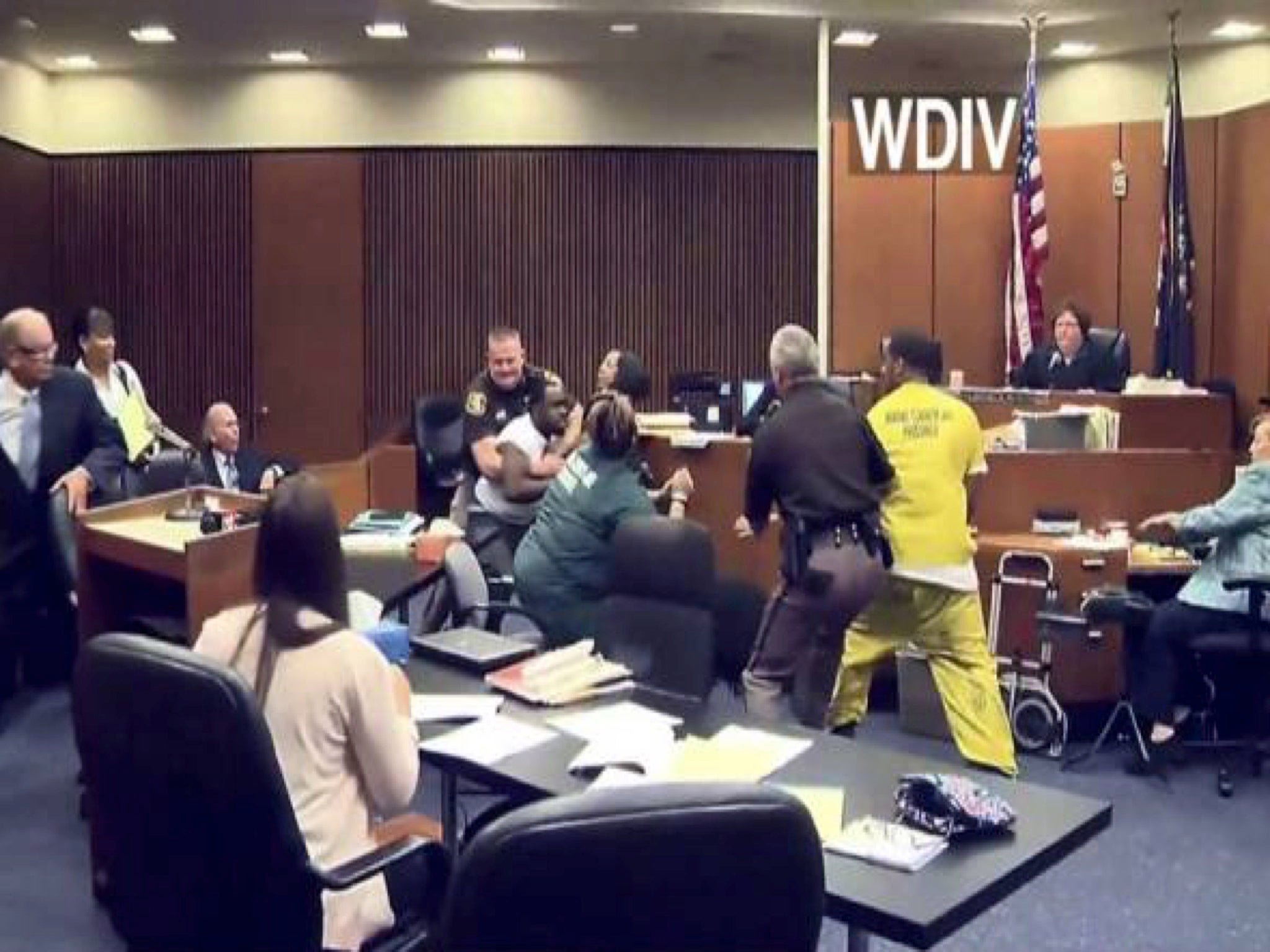 Chaos broke out in the Detroit courtroom