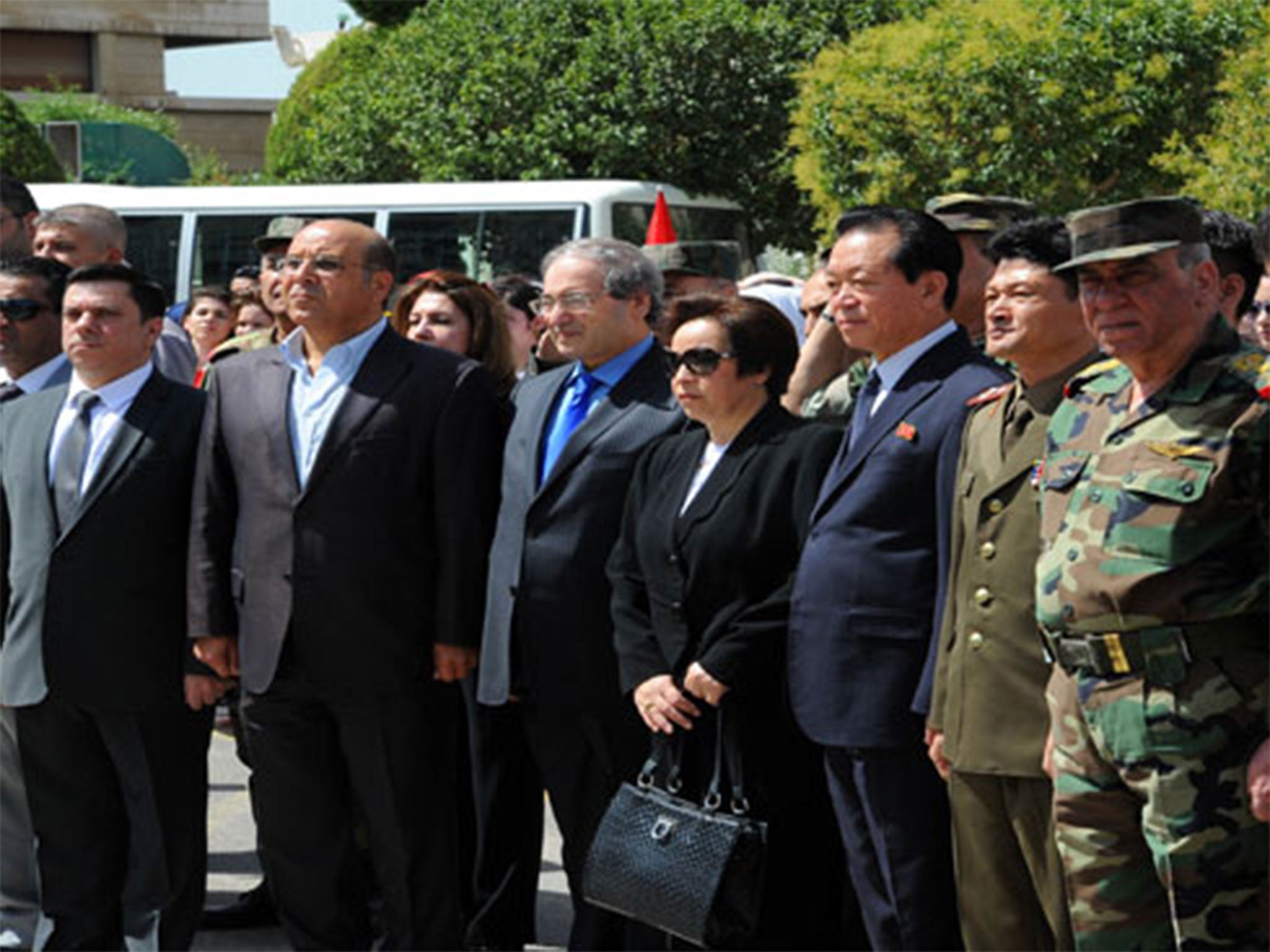 High-ranking North Korean and Syrian officials attend the opening of Kim Il-sung Park in Damascus
