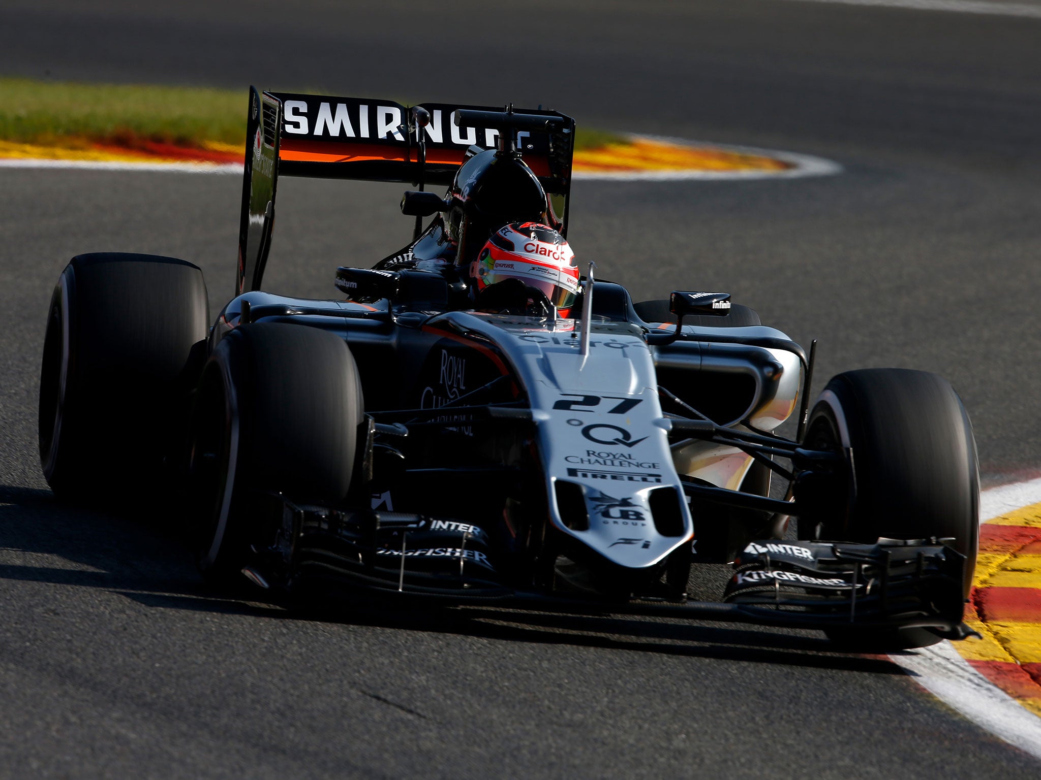 Nico Hulkenberg in action during qualifying for the Belgian Grand Prix