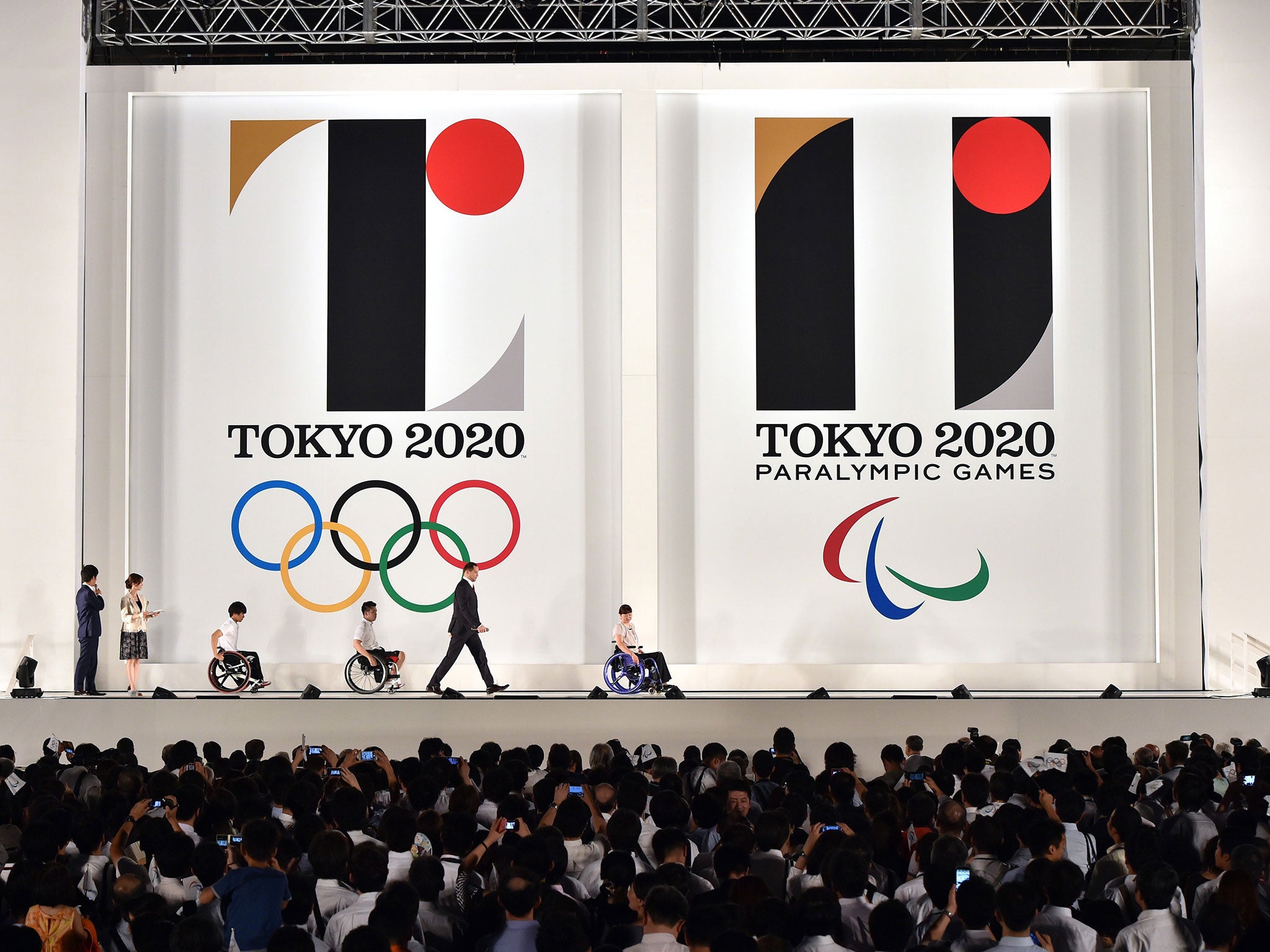 The launch of the now scrapped logo for the Tokyo 2020 Olympics