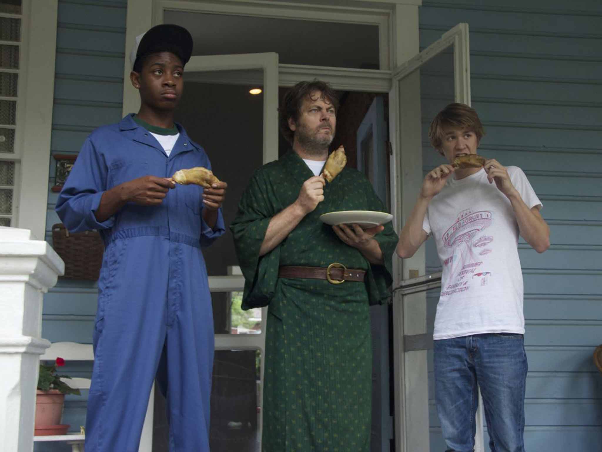 RJ Cyler, Nick Offerman and Thomas Mann in 'Me And Earl and the Dying Girl'