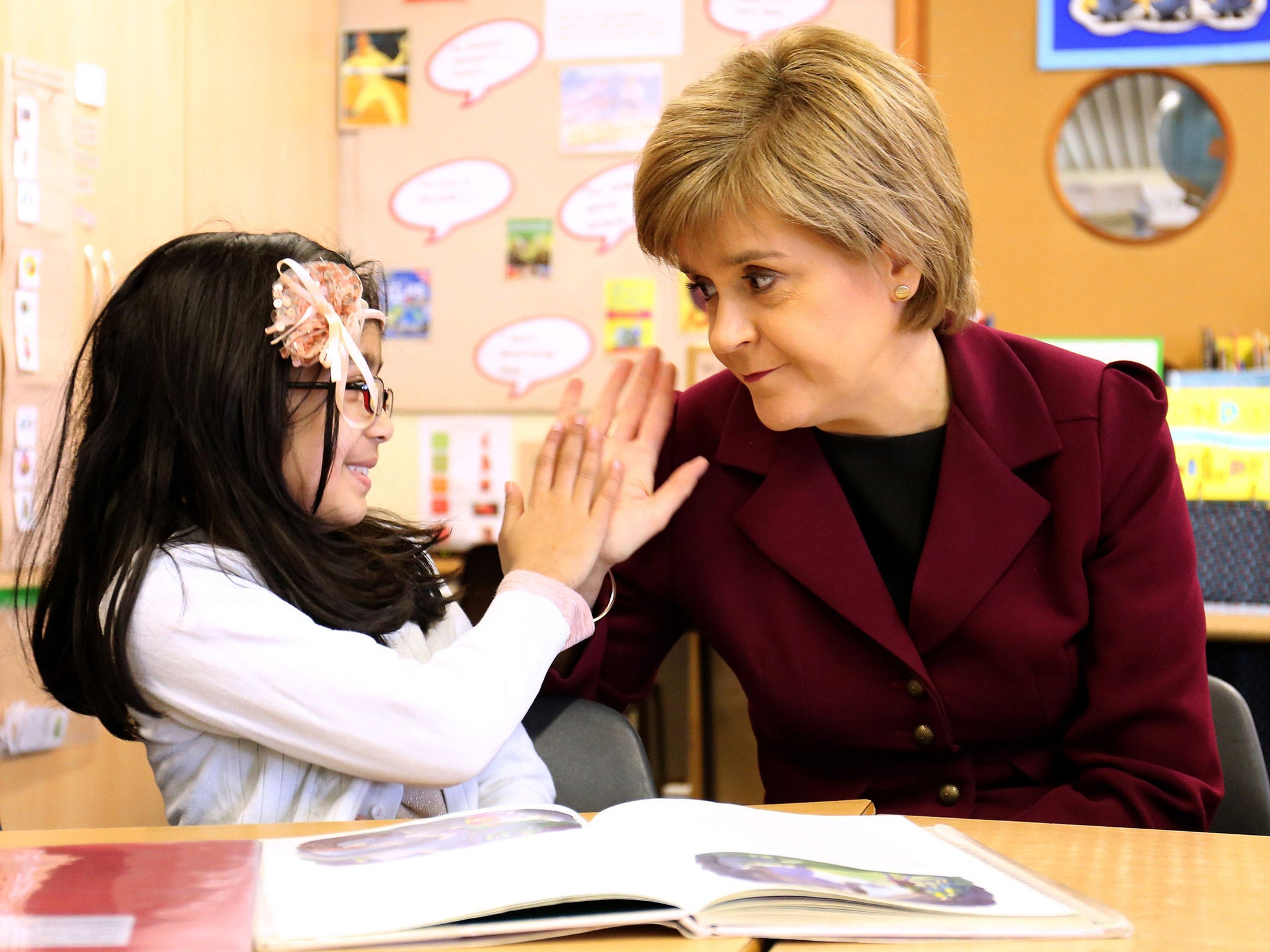 The SNP leader visiting a primary school earlier this year