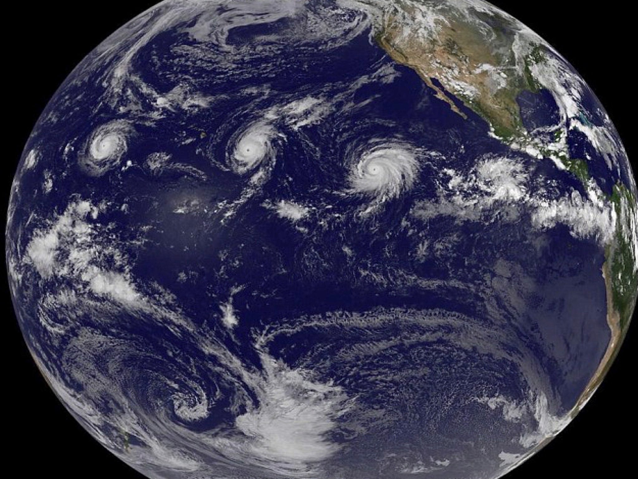 Three Category four storms formed at the same time in the Pacific for the first time
