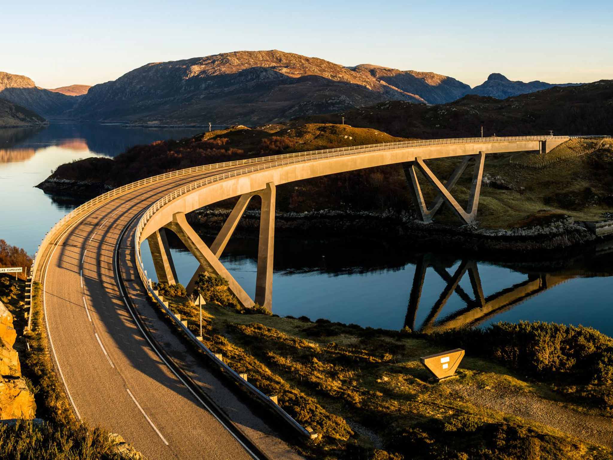 The A894 crosses a loch