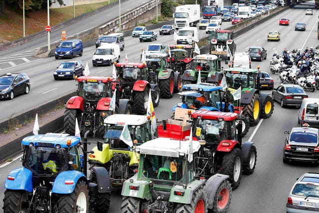 A protest about falling food prices in September that saw tractors block up city roads
