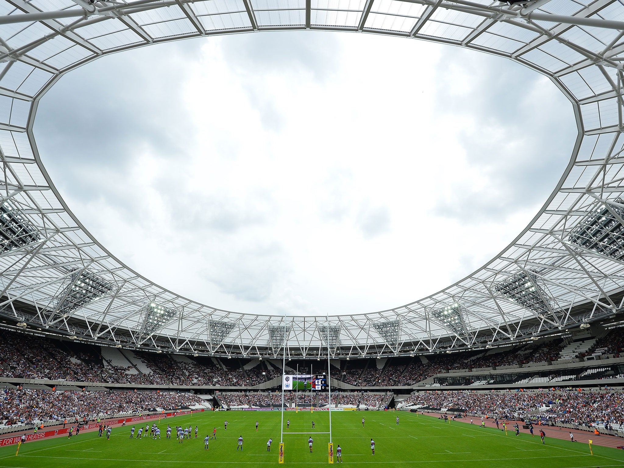 Samoa take on the Barbarians at the Olympic stadium, London, in a warm-up game for the Rugby World Cup