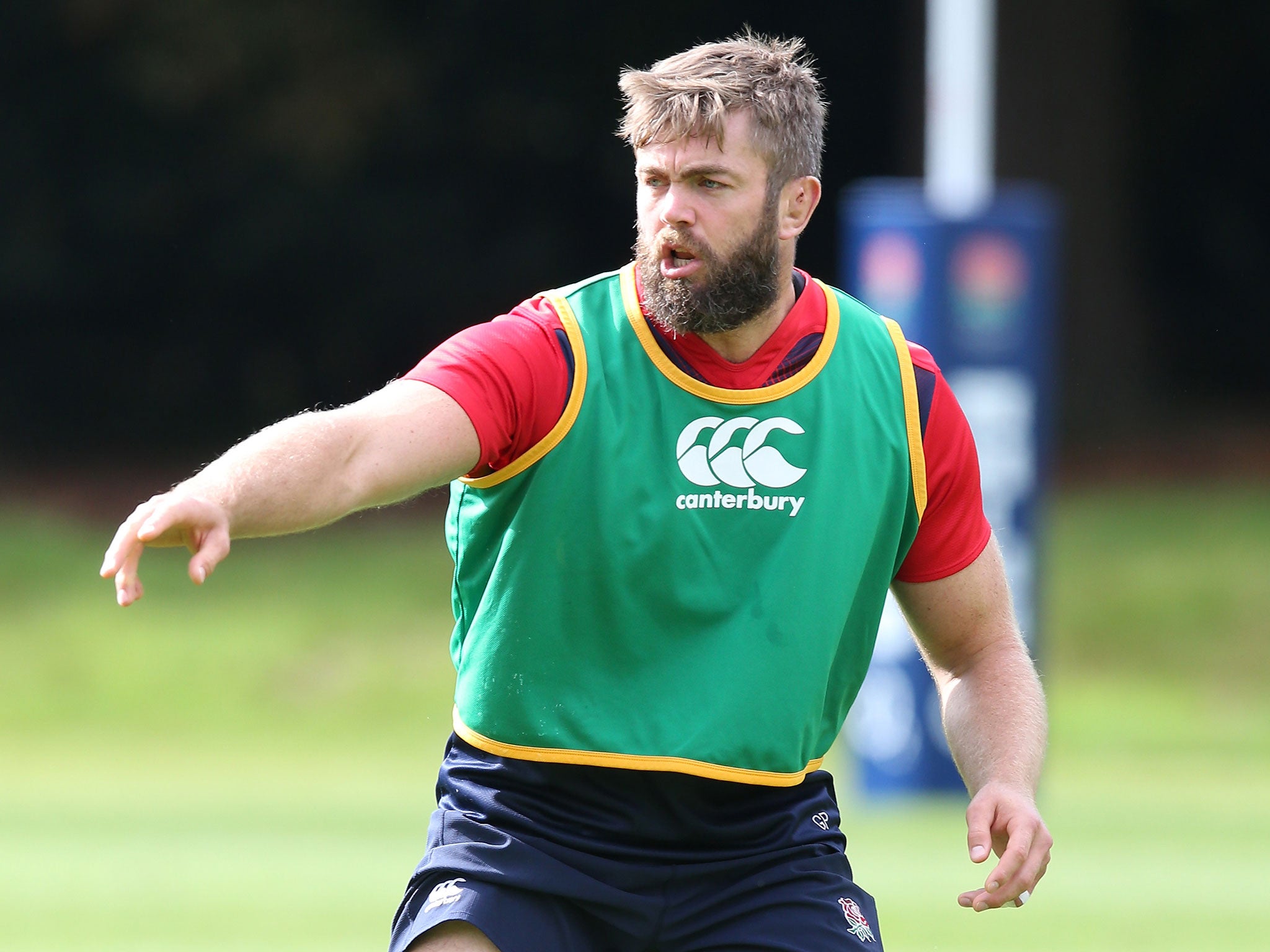 Geoff Parling trains at Pennyhill Park ahead of the warm-up against Ireland