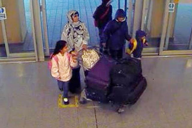 CCTV issued by the Metropolitan Police of Zahera Tariq, 33, with her children Muhammad, 12, Amaar, 11, Safiyyah, nine and Aadid, four, at London City Airport