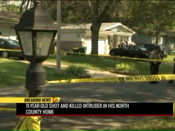 An 11-year-old has shot dead a 16-year-old intruder according to American news reports