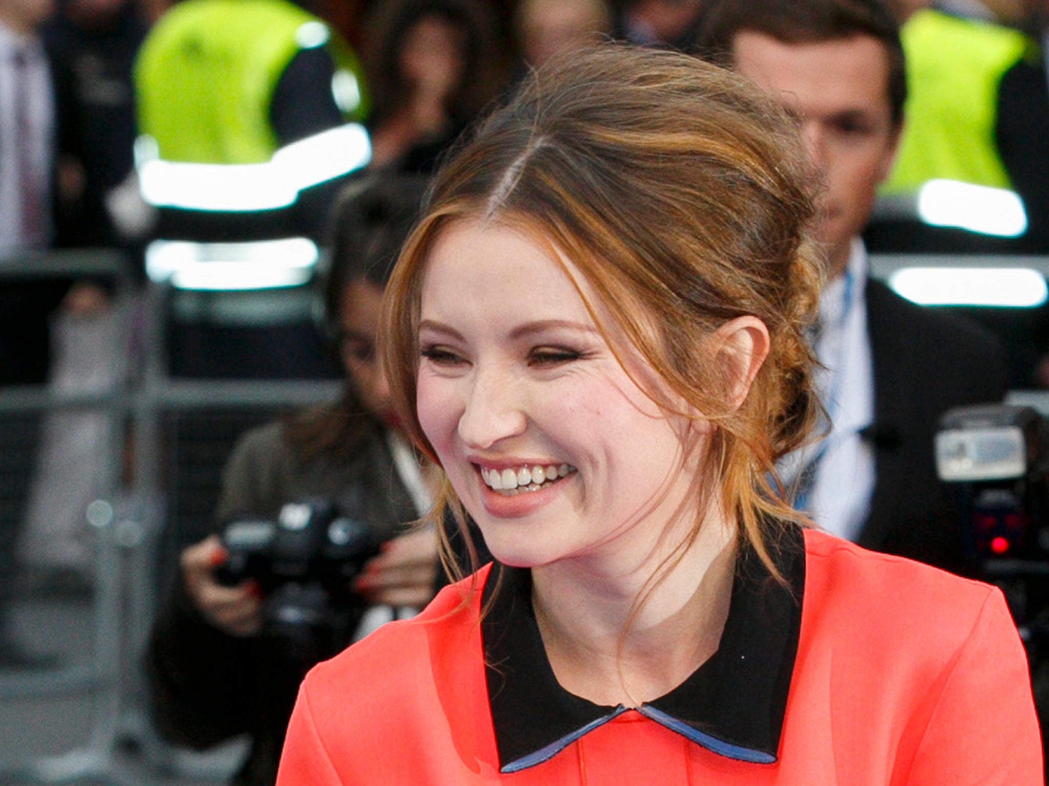 Emily Browning attends the UK Premiere of 'Legend' at Odeon Leicester Square
