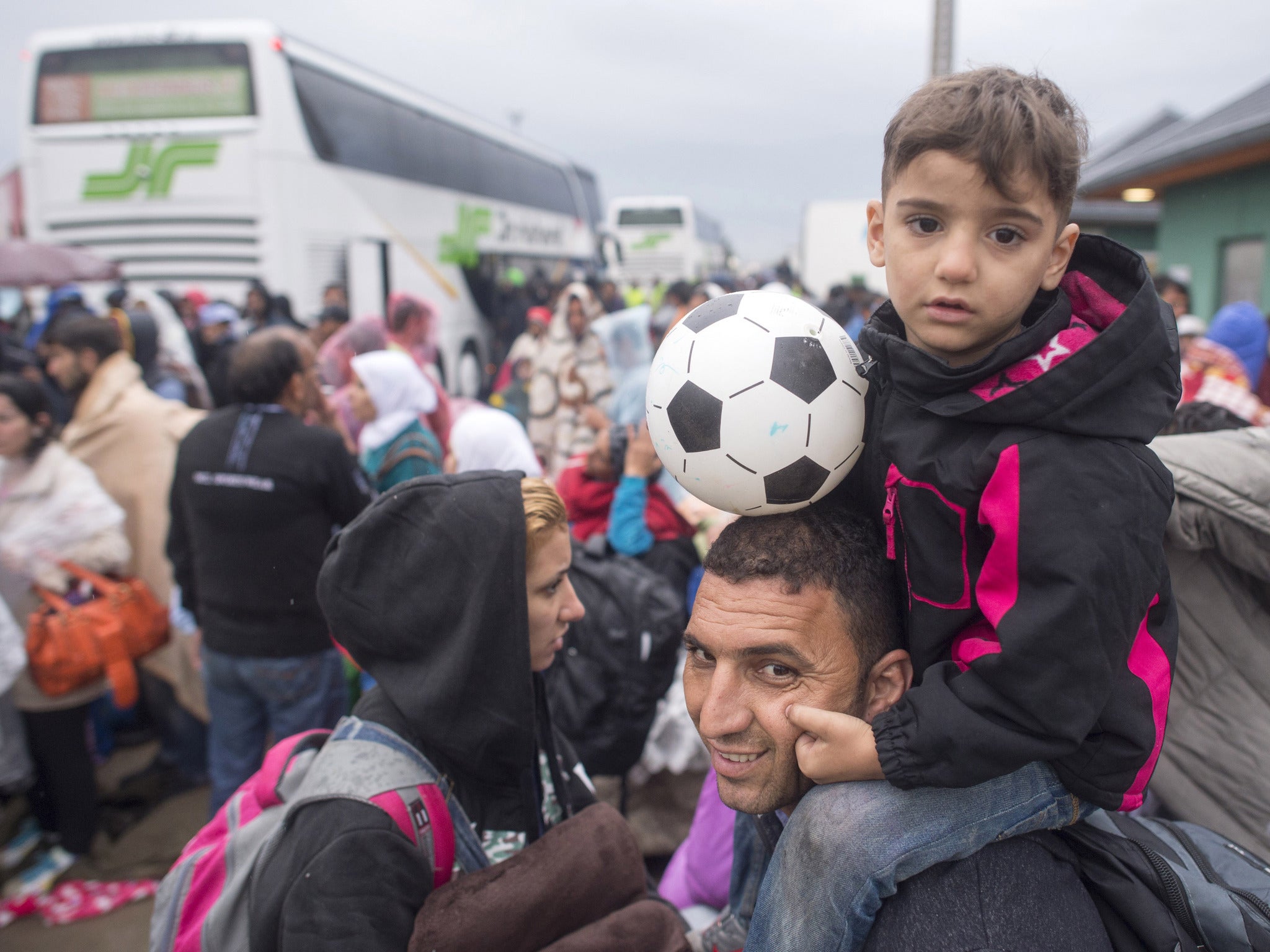 There were jubilant scenes as the migrants arrived on the Hungarian-Austrian border