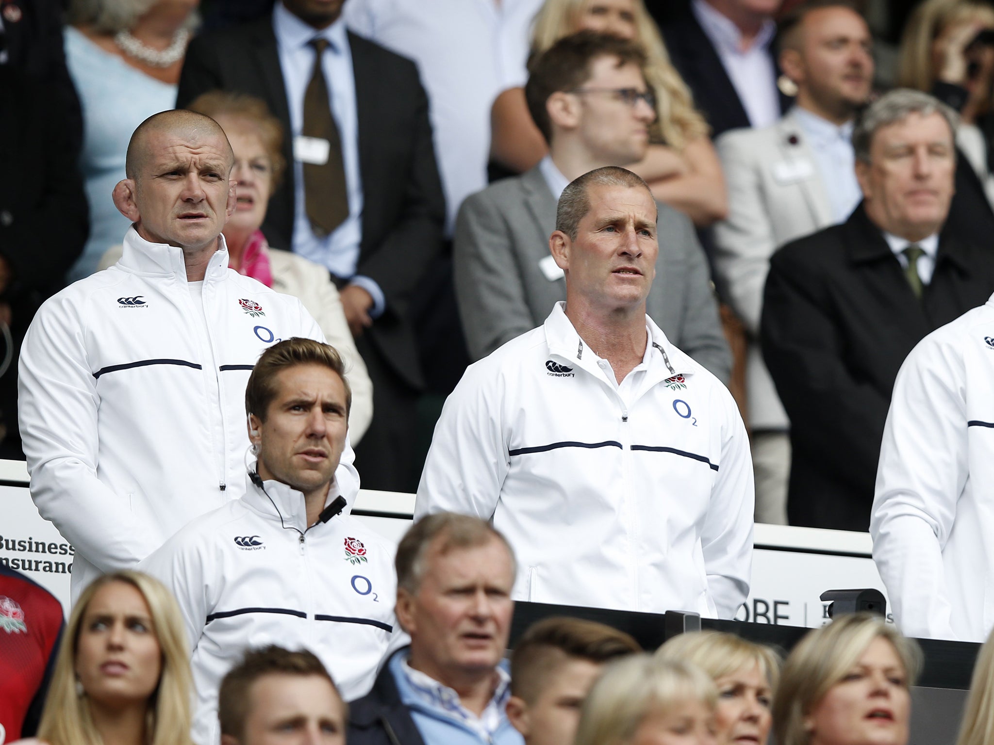 England coach Stuart Lancaster watches the action at Twickenham