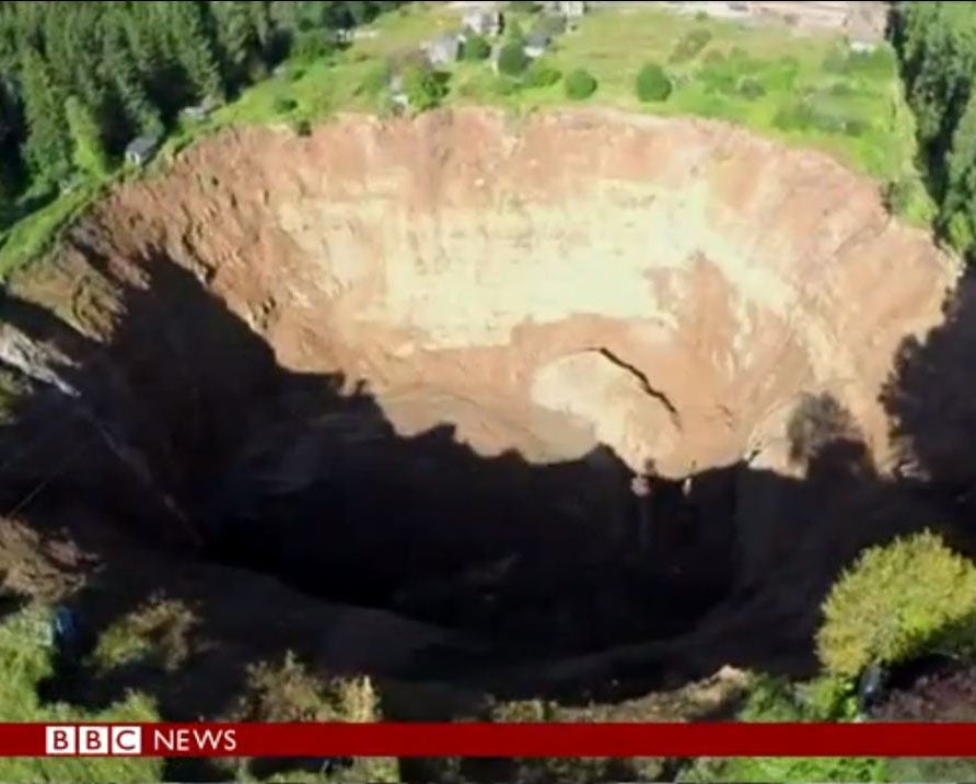 The crater has tripled in size since it first appeared 10 months ago