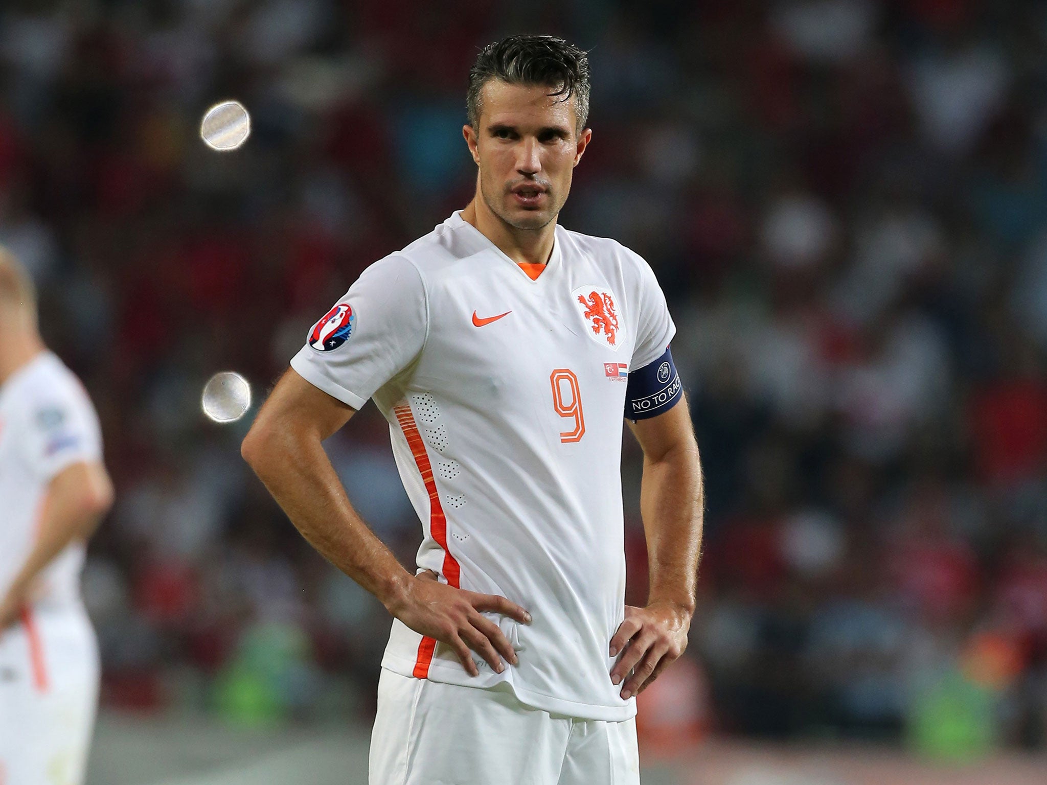 Robin van Persie pictures during defeat to Turkey