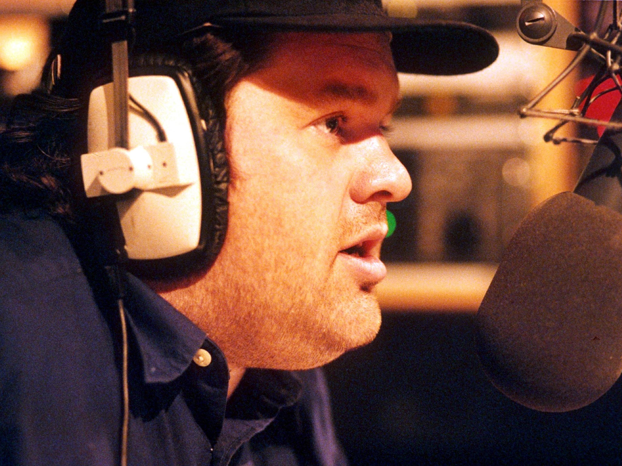 Chris Moyles in a studio in 1998