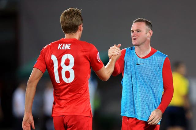 Wayne Rooney, right, congratulates Harry Kane after England's victory against San Marino last week