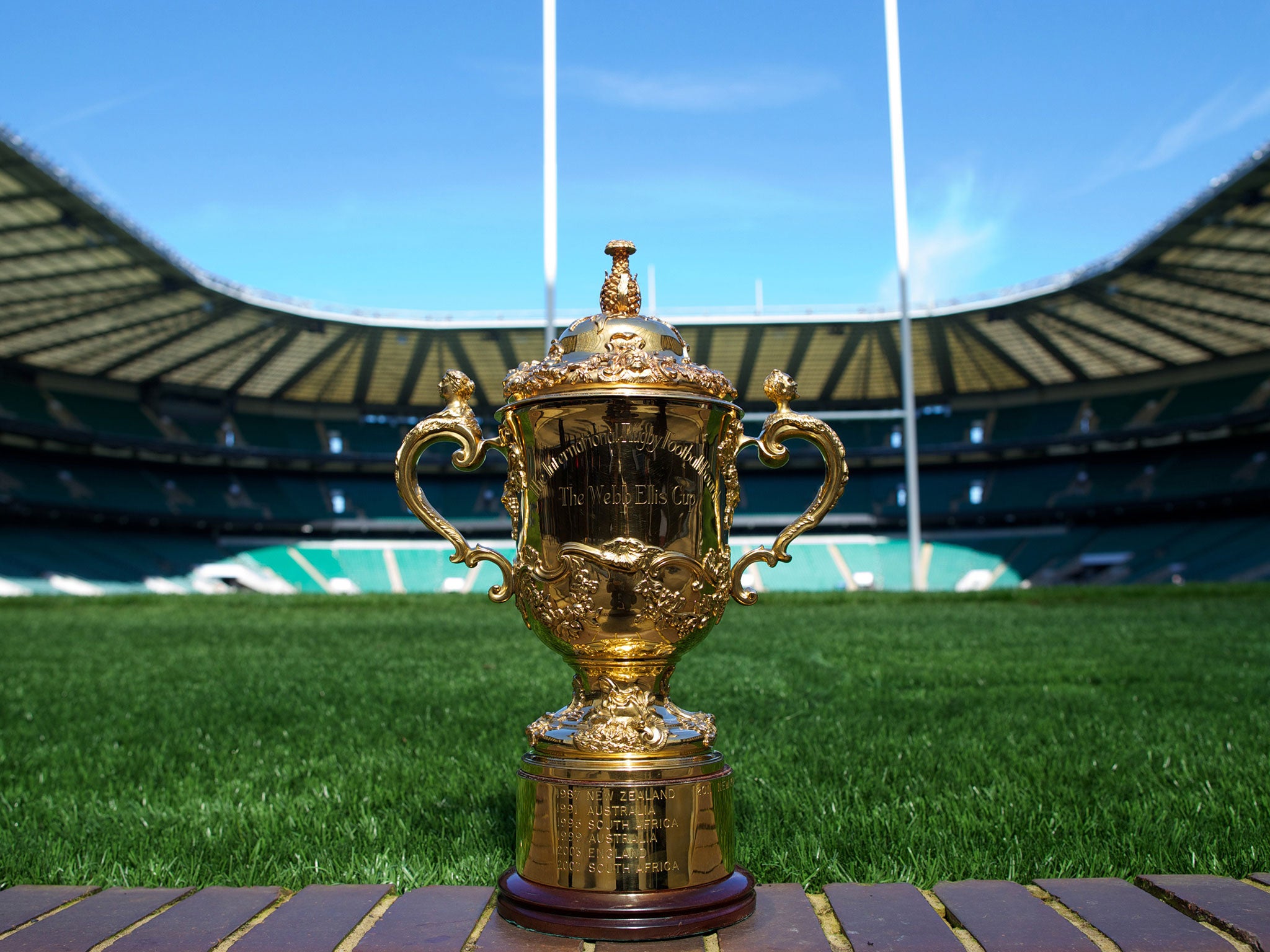 A view of the Webb Ellis Cup at Twickenham