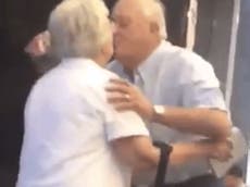 Watch moving video of elderly couple's emotional airport reunion
