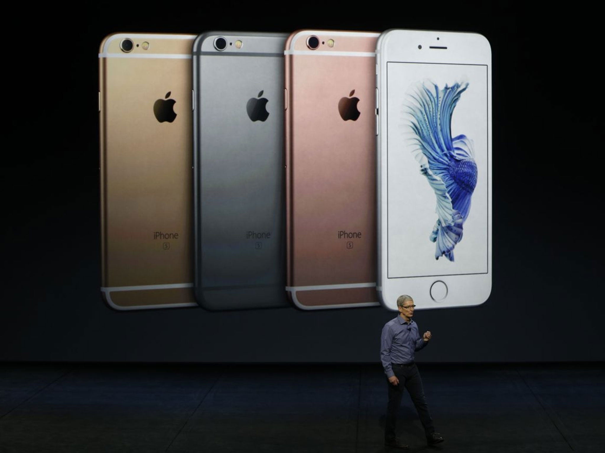 Apple CEO Tim Cook speaks about the new iPhone 6S and 6S Plus at an Apple launch event at the Bill Graham Civic Auditorium in San Francisco, California, USA, 09 September 2015. Media reports indicate a launch of updated iPhone models, updated iPads and a