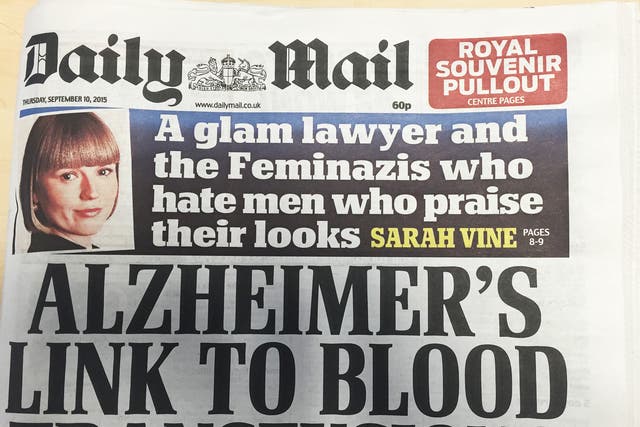 That's me: The Daily Mail's front page on 10 September, 2015