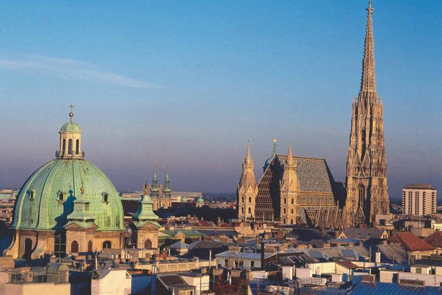 The spire of St Stephan's cathedral dominates Vienna's skyline 