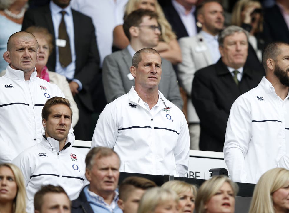 England coaching team (L-R) Graham Rowntree, Stuart Lancaster and Andy Farrell