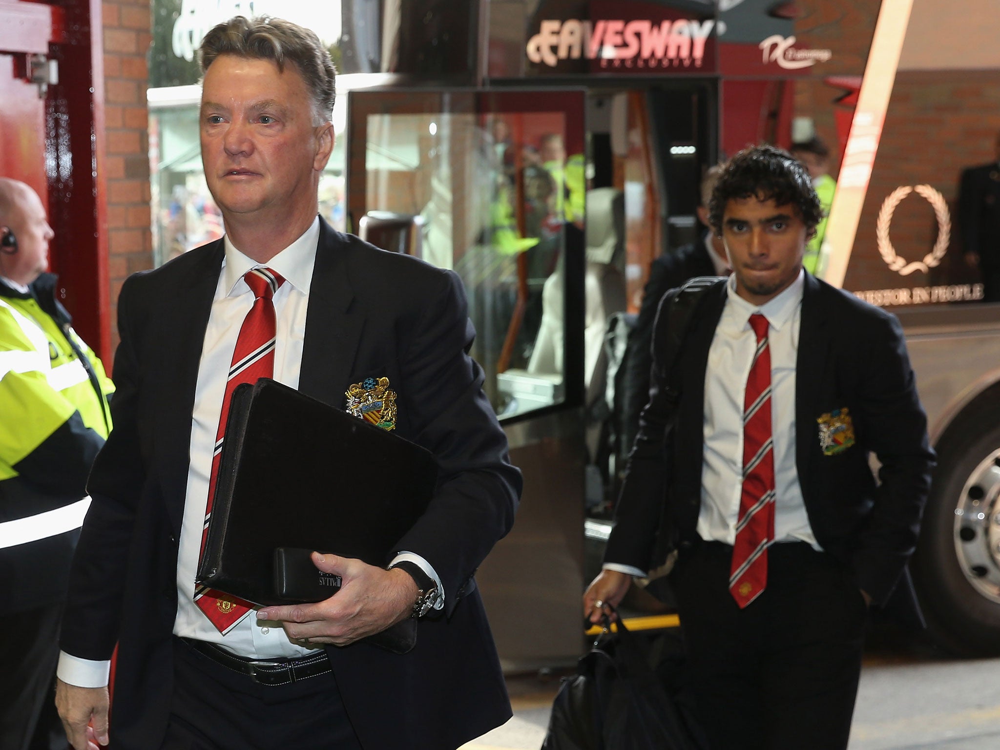 Manchester United manager Louis van Gaal and former defender Rafael