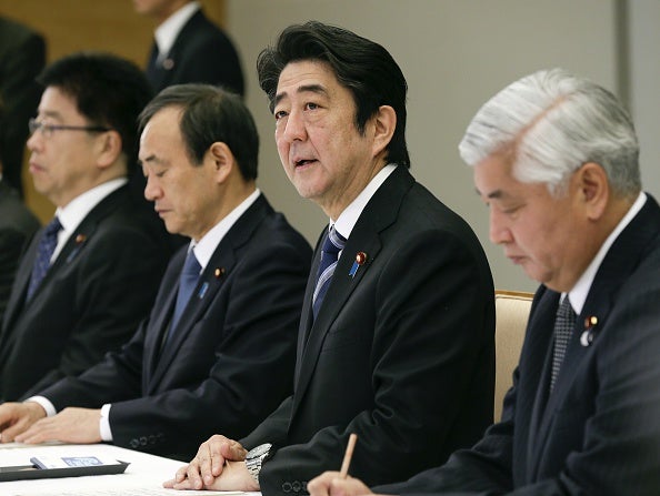 Japan PM Shinzo Abe said the government was “standing united” to deal with the disaster