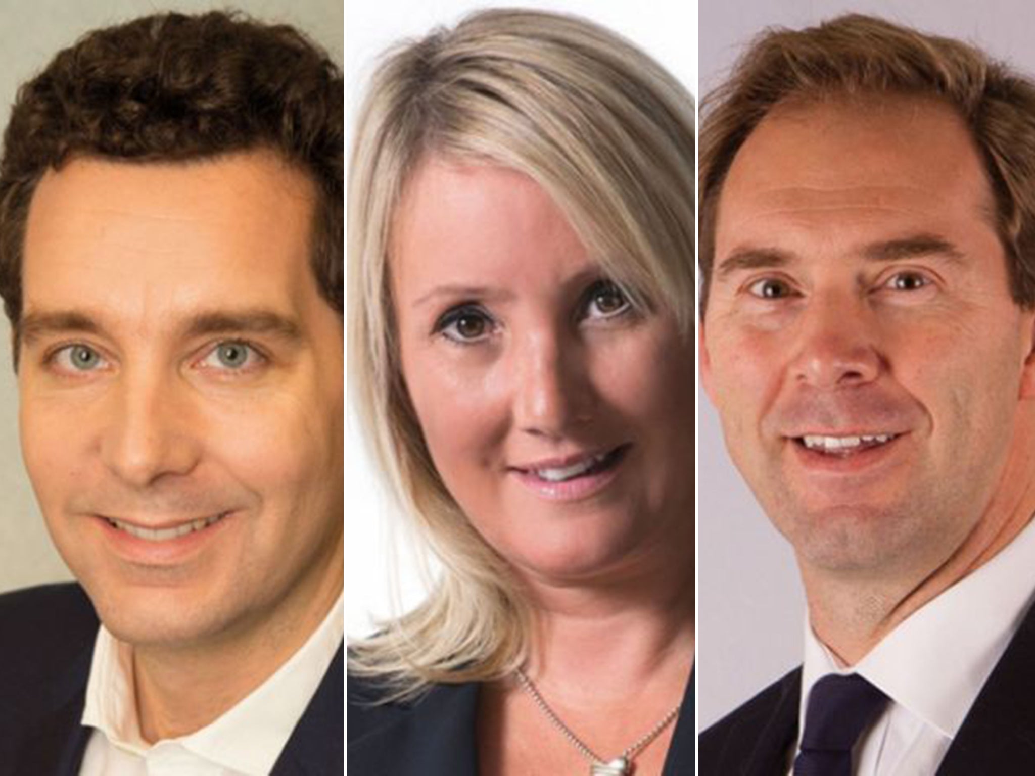 From left to right: Edward Timpson, Caroline Dinenage and Tobias Ellwood, the three ministers who have been ordered to pay back taxpayers’ money