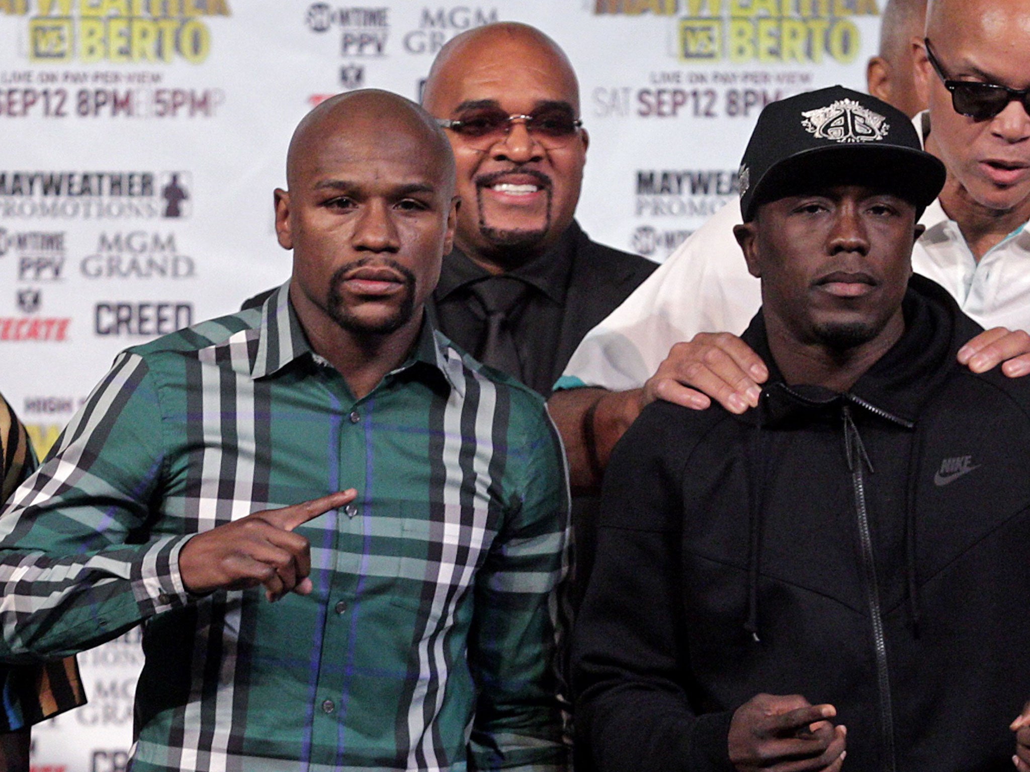 Floyd Mayweather (left) and his opponent this weekend, Andre Berto