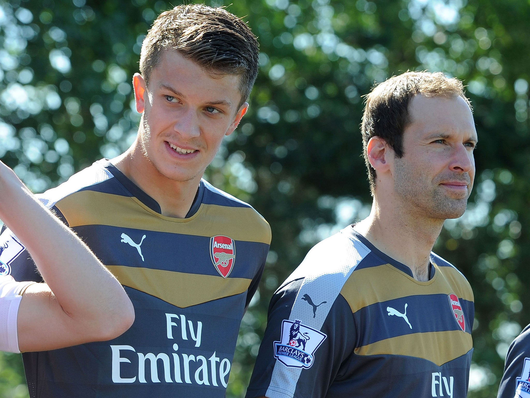 Arsenal goalkeepers Matt Macey and Petr Cech