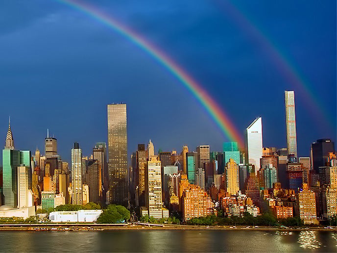 Rainbow over the World Trade Center the day before the 14th anniversary of 9/11
