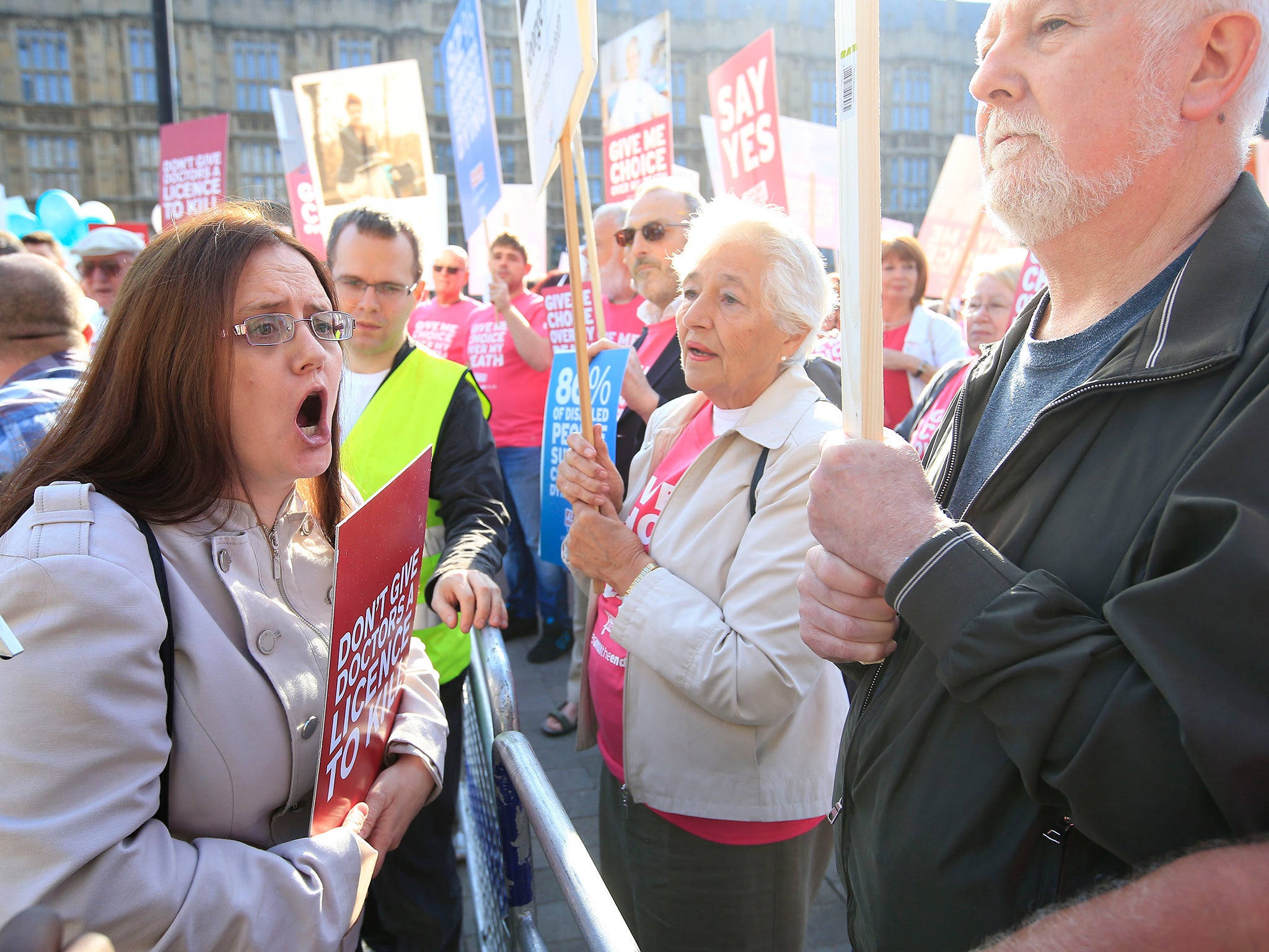 Protesters on both sides of the debate face off as MPs discuss the Bill