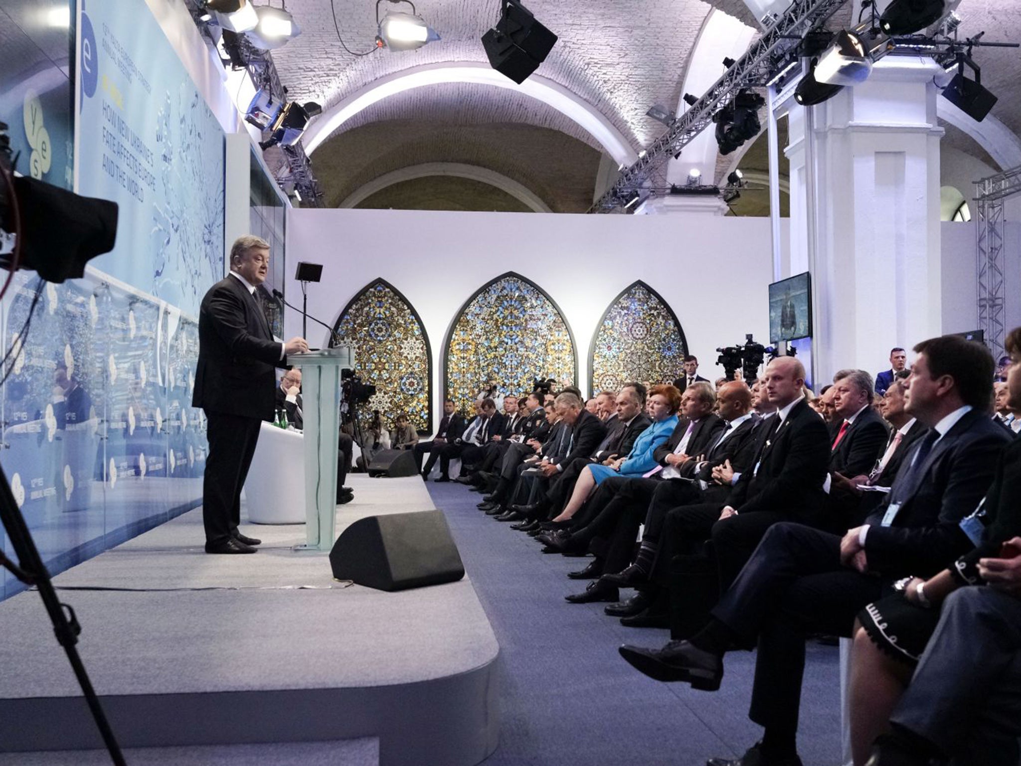 Poroshenko speaks during the Yalta conference