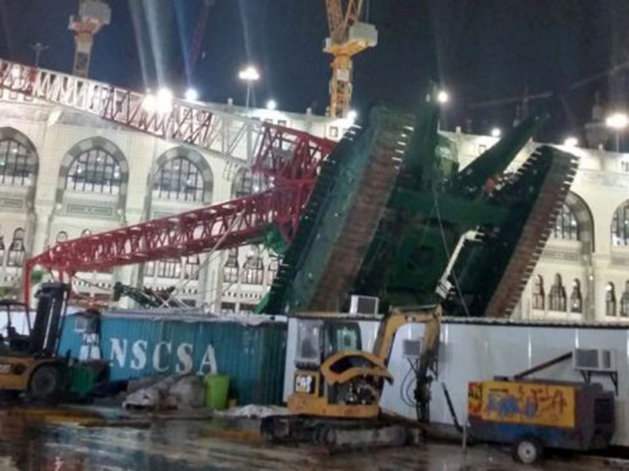 Scores of people were praying in the mosque when the crane collapsed