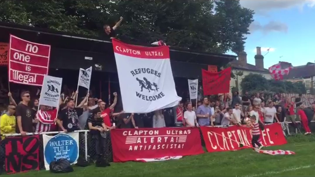 Clapton fans show their support for refugees