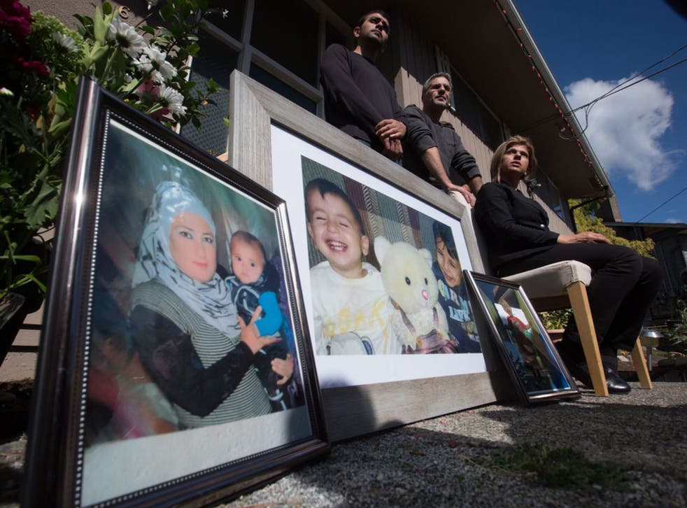 Aylan al-Kurdi’s aunt Tima, front, at her home in British Columbia; she had sought papers for her relatives