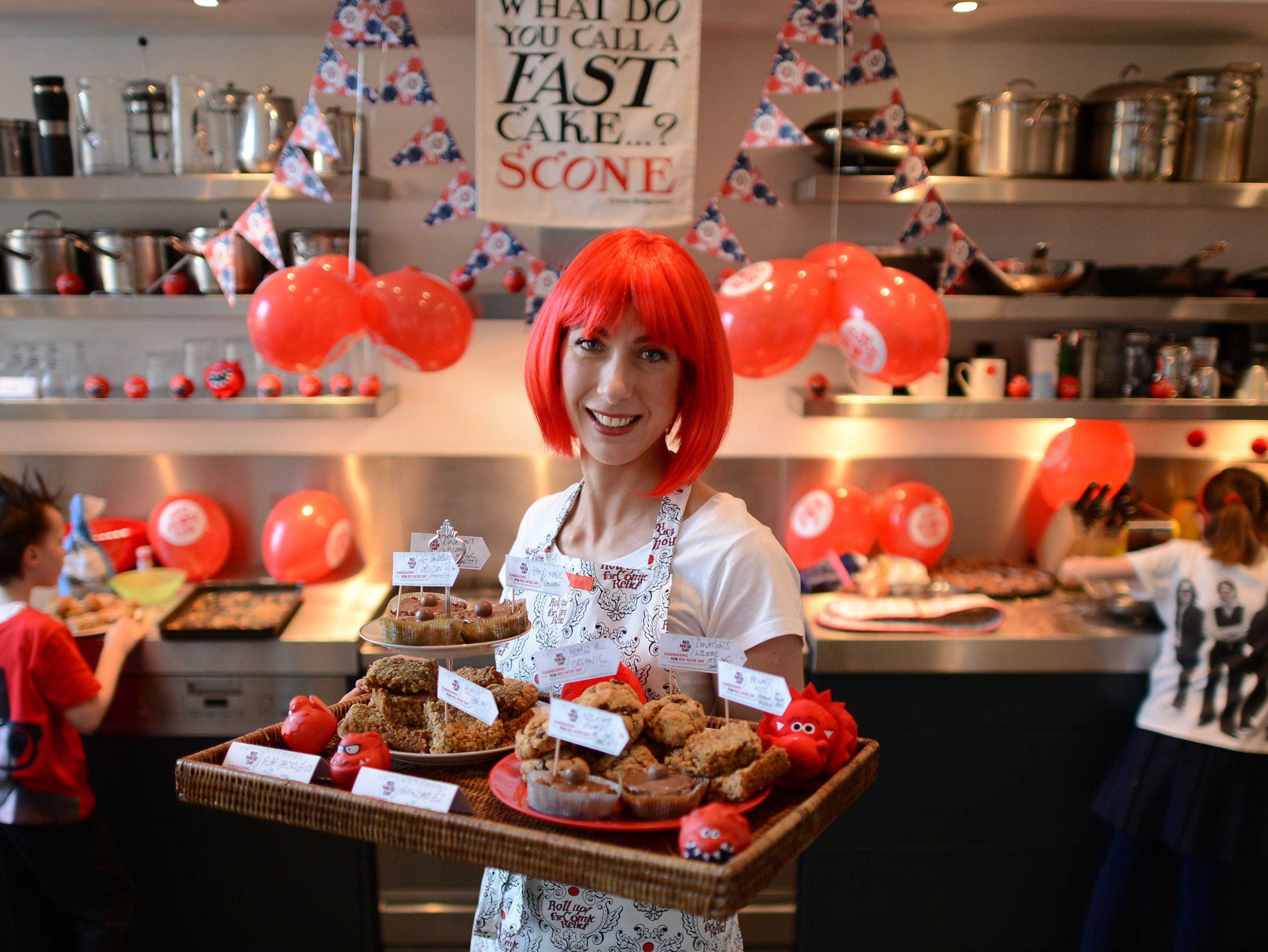 Samantha Cameron bakes in the Downing Street kitchen for Red Nose Day, London, Britain - 05 Mar 2013