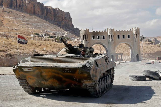 A Russian made Syrian army armoured personnel carrier (APC)