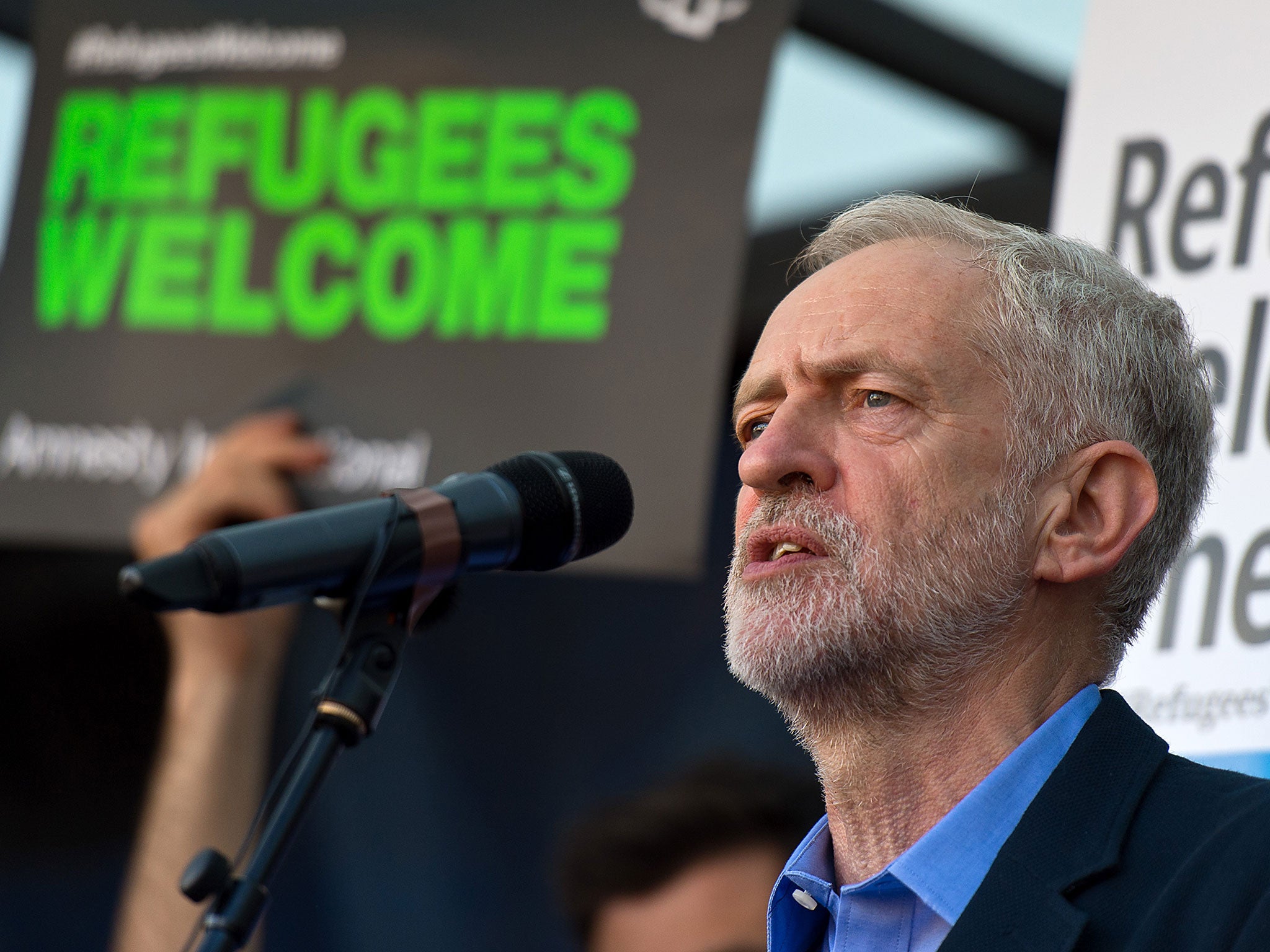 Jeremy Corbyn speaks in Parliament Square at the end of a demonstration