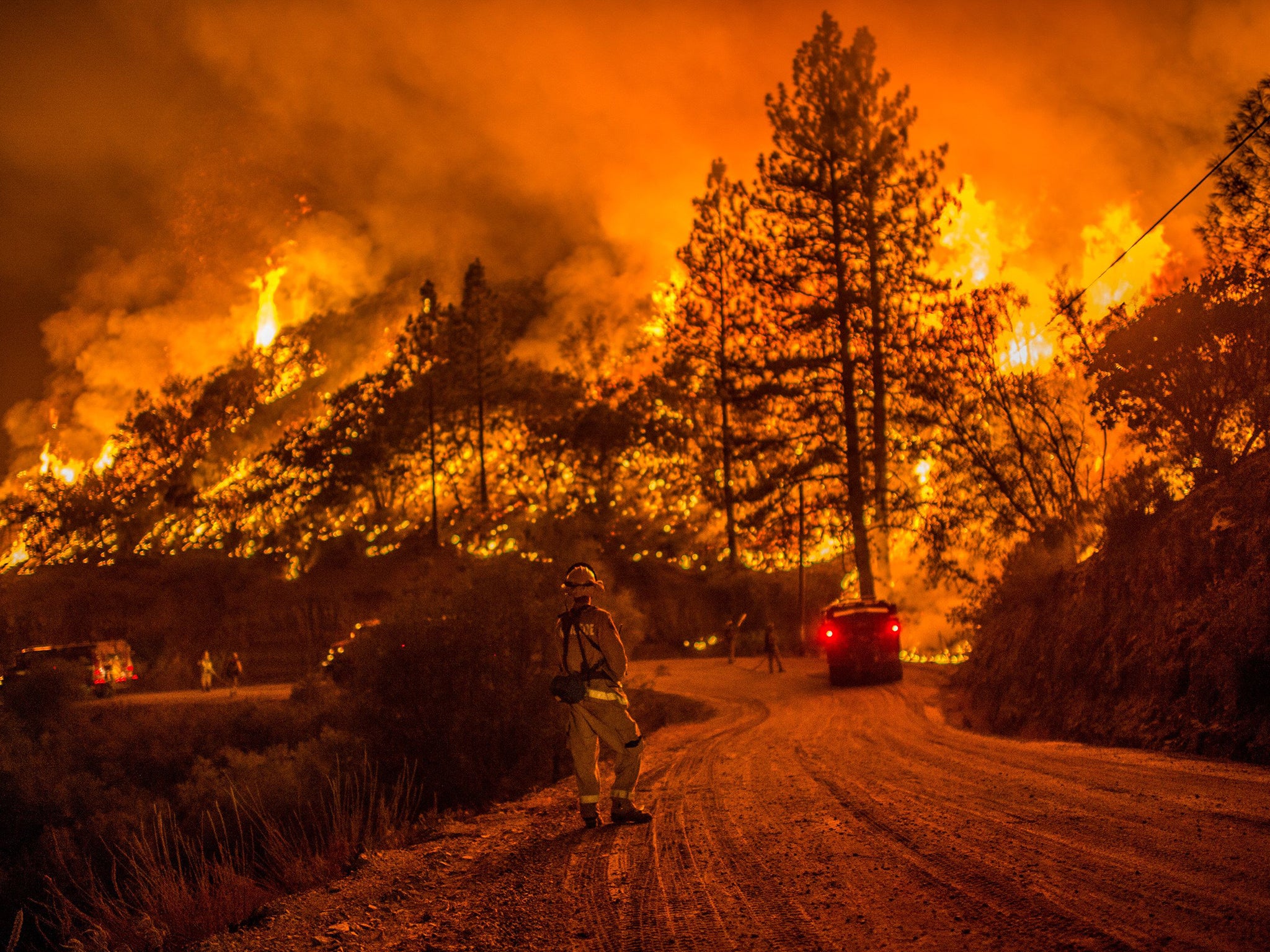 Fire crews ran night operations and controlled burnings to contain the Butte Fire in Sheep Ranch